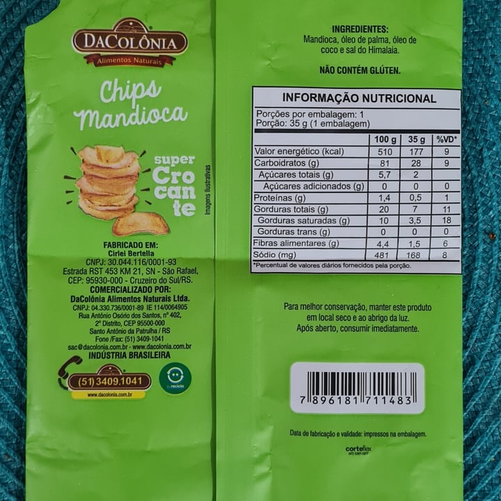 photo of DaColônia Chips Mandioca shared by @marthacalderaro on  01 Jun 2024 - review