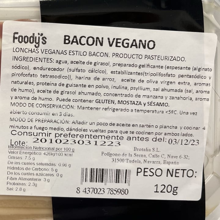photo of foody's Bacon shared by @azabachepeluda on  29 Nov 2023 - review