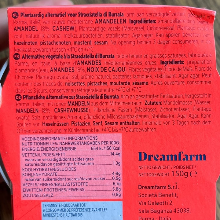 photo of Dream Farm Plant Based Alternative to Stracciatella di Burrata shared by @alessiatal on  31 May 2025 - review