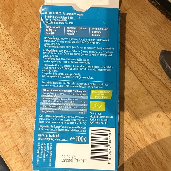 photo of Claro Fair Trade Chocolate shared by @lucasigno on  15 Jul 2024 - review
