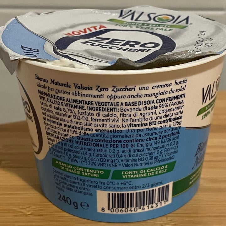 photo of Valsoia yogurt bianco naturale zero zuccheri shared by @elle10 on  08 Mar 2024 - review