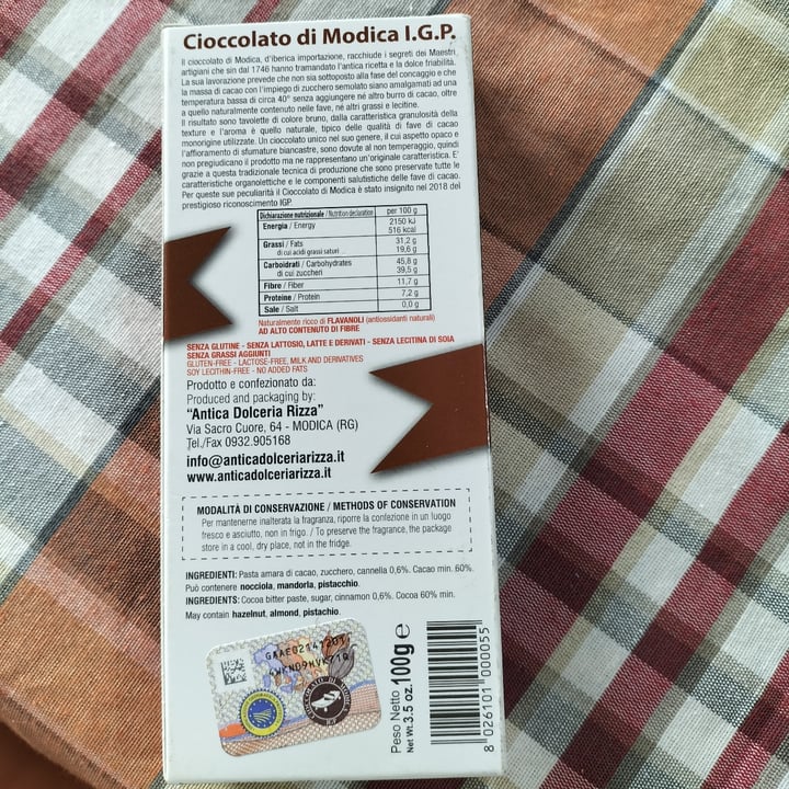 photo of Antica dolceria rizza Cioccolato di Modica I. G. P. Cannella shared by @zago on  01 Mar 2024 - review