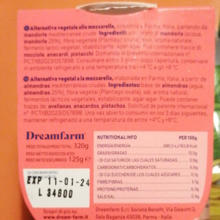 photo of Dream Farm mozzarella dream farm shared by @indaco on  31 Dec 2023 - review