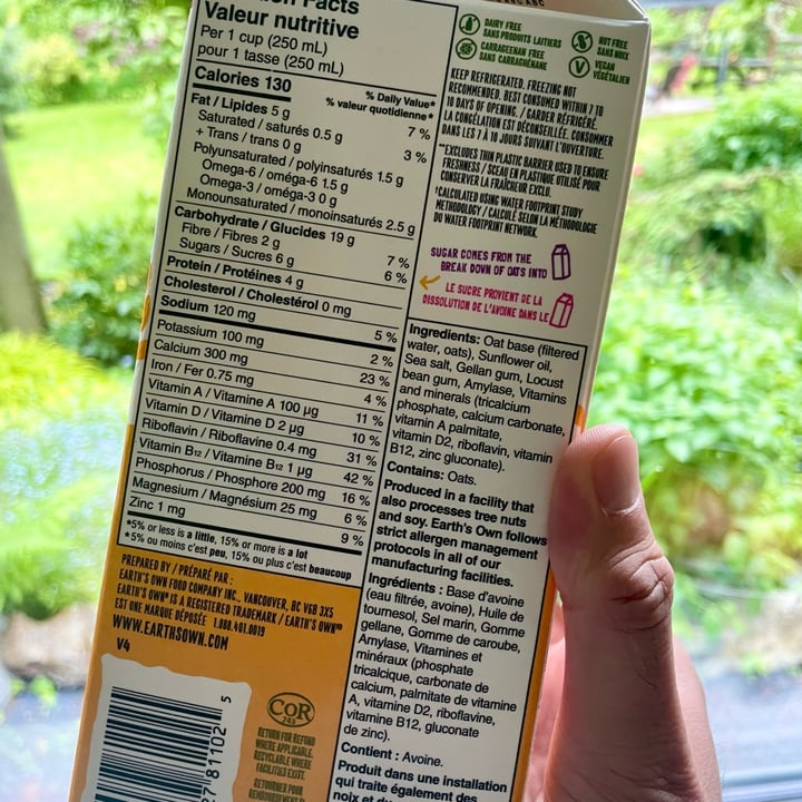 photo of Earth's Own Oat Milk shared by @hairyveganmonk on  03 Jun 2024 - review