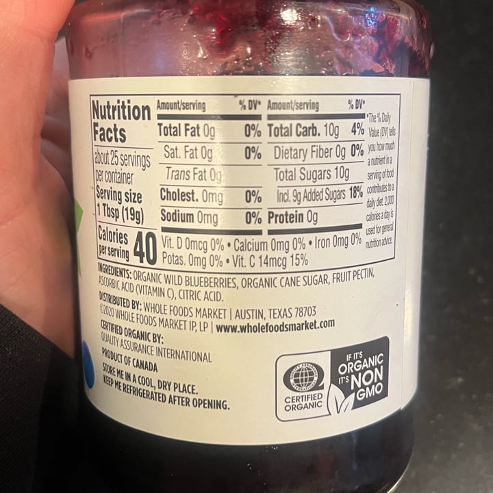 photo of 365 Whole Foods Market Organic Wild Blueberry Fruit Spread shared by @petramodirari on  01 May 2024 - review