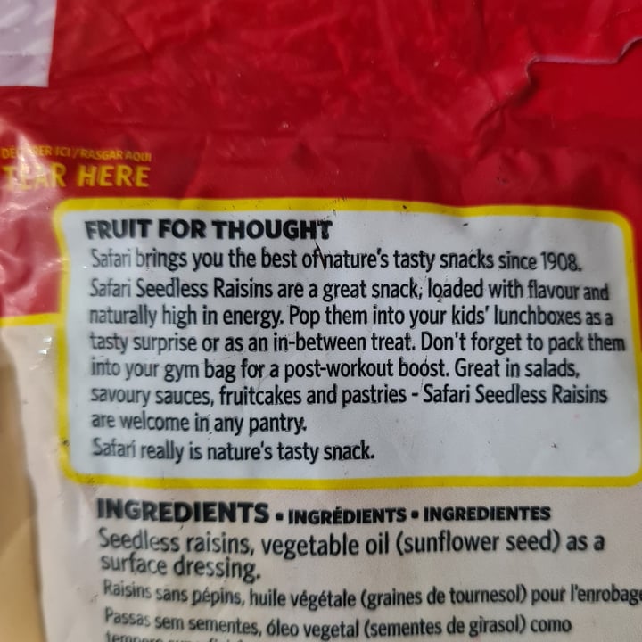 photo of Safari Sundried seedless raisins shared by @veronicagroen on  22 Mar 2024 - review