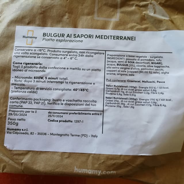 bulgur ai sapori mediterranei from Humamy - Vegan Product Reviews ...