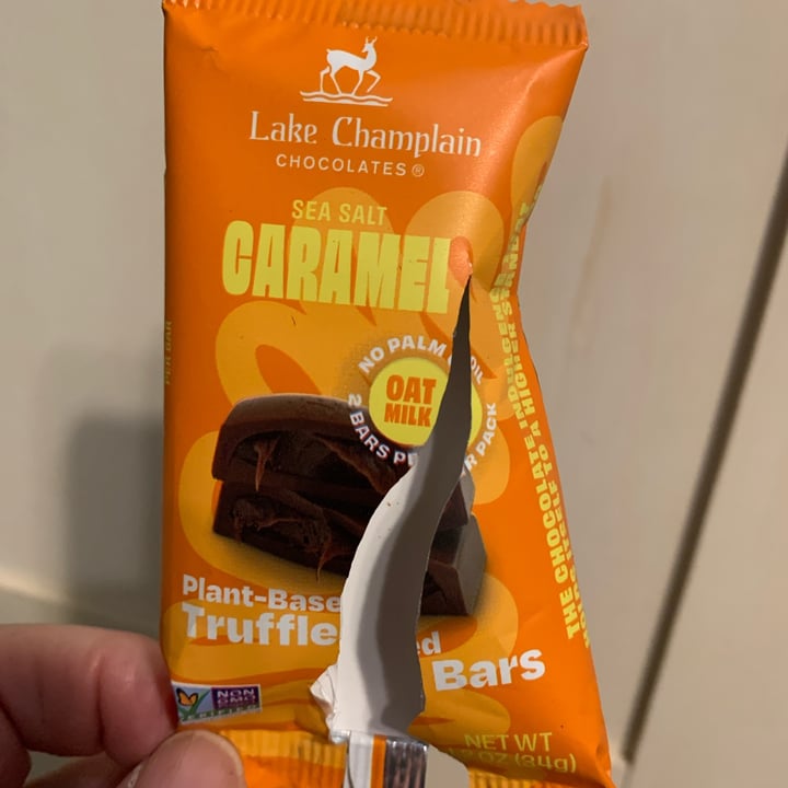 photo of Lake Champlain Chocolates Plant Based Truffle Bars Sea Salt Caramel shared by @onehungryvegan on  09 Apr 2024 - review