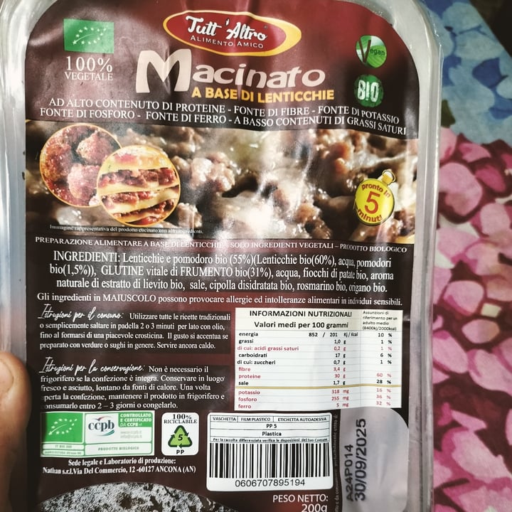photo of TUTT' ALTRO Alimento Amico ragù di lenticchie shared by @malu88 on  10 Jun 2024 - review