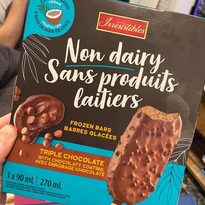 photo of Irresistibles Non Dairy Triple Chocolate Frozen Bars shared by @mrsbubsmith on  27 Aug 2023 - review