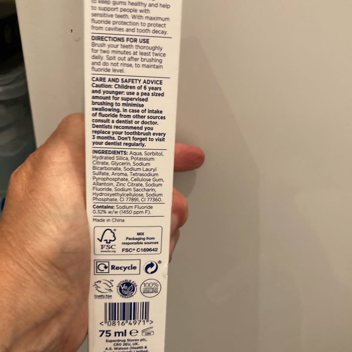 photo of Superdrug Store plc Pro Care Protect Sensitive & Gum Care shared by @mictheotterspotter on  18 Aug 2024 - review