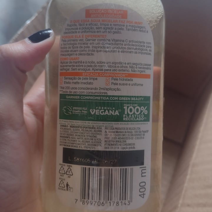 photo of Garnier agua micelar vitamina C shared by @tinawltjd on  22 Feb 2025 - review