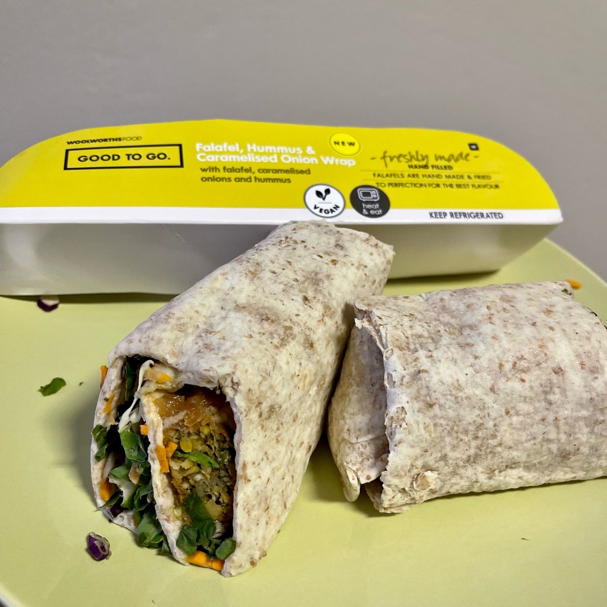 Woolworths Food falafel, hummus & caramelised onion wrap Reviews abillion