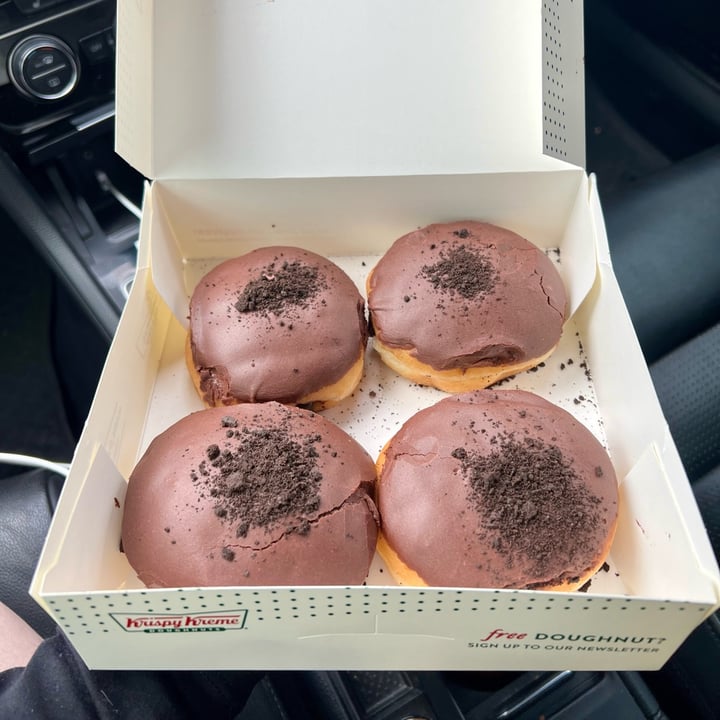 photo of Krispy Kreme vegan chocolate fudge brownie donut shared by @vegan-friendly on  16 Nov 2023 - review