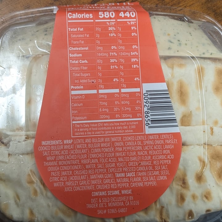 photo of Trader Joe's Spicy Lentil Wrap shared by @iszy on  29 Sep 2023 - review