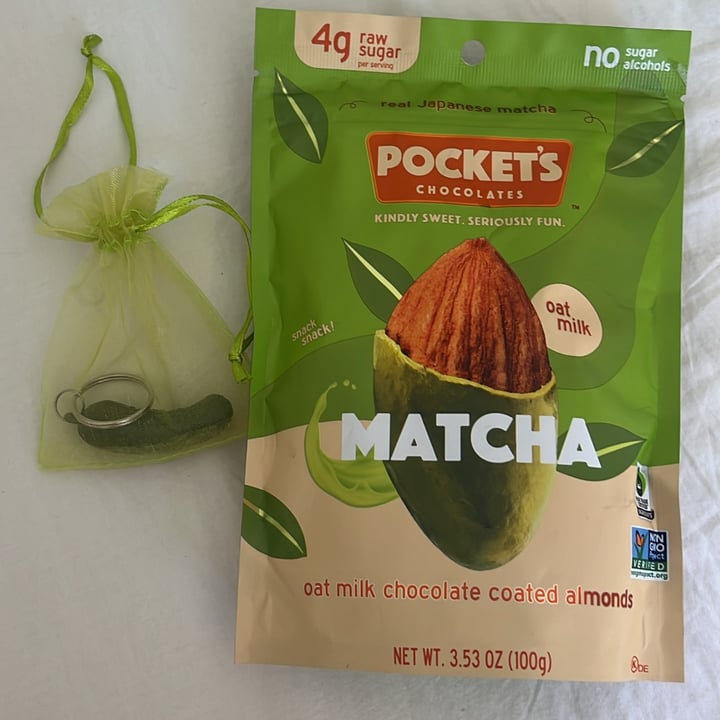 photo of pocket's matcha oat milk coated almonds Oat milk coated chocolate almonds shared by @annaviolalupo on  10 Sep 2025 - review