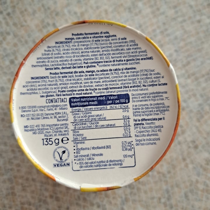 photo of Alpro no zucchero aggiunti mango shared by @veggiemarti on  23 Feb 2024 - review