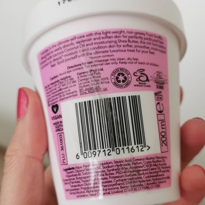 photo of Oh So Heavenly Sole Retreat Coconut Oil Infused Foot Soufflé shared by @viiathevegan on  28 Apr 2024 - review