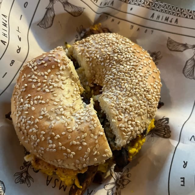 Photo of the dish “Vegan Egg Bacon And Cheese Bagel”