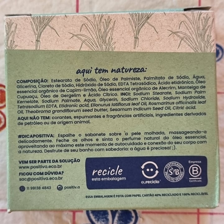 photo of Positiv.a sabonete vegetal capim-limão shared by @renatalemos on  08 Apr 2025 - review
