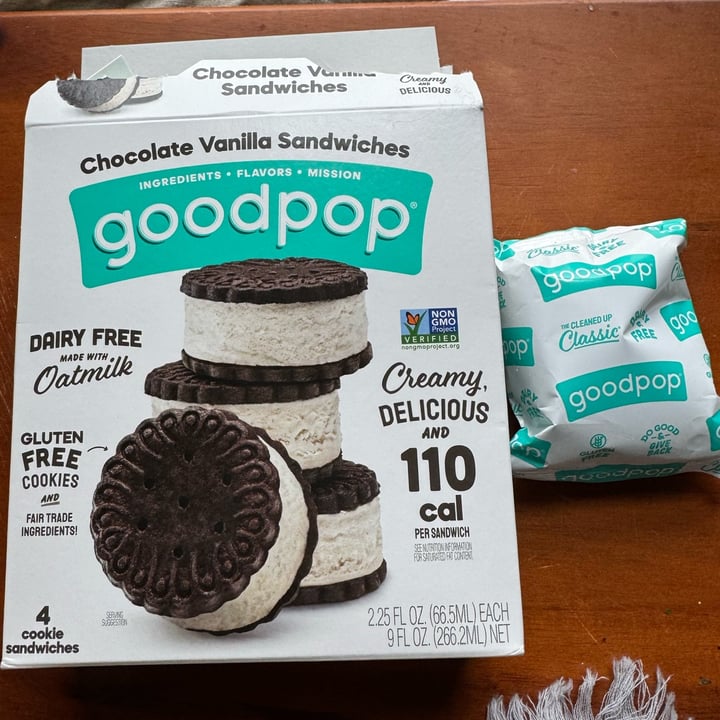 photo of Goodpop Chocolate Vanilla Sandwiches shared by @veganfoodcrazy on  18 Apr 2024 - review