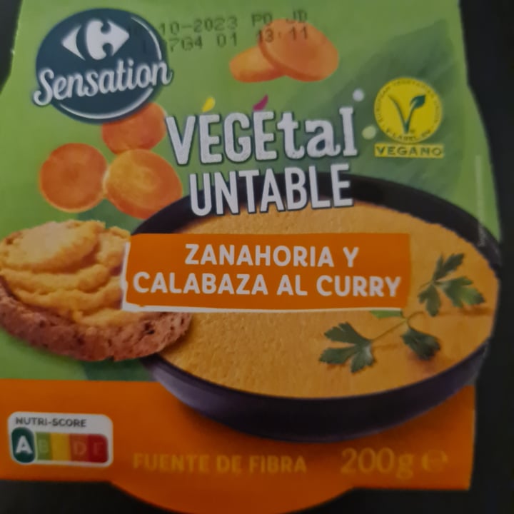 photo of Carrefour Sensation vegetal untable zanahoria y calabaza al curry shared by @oierland on  01 Oct 2023 - review