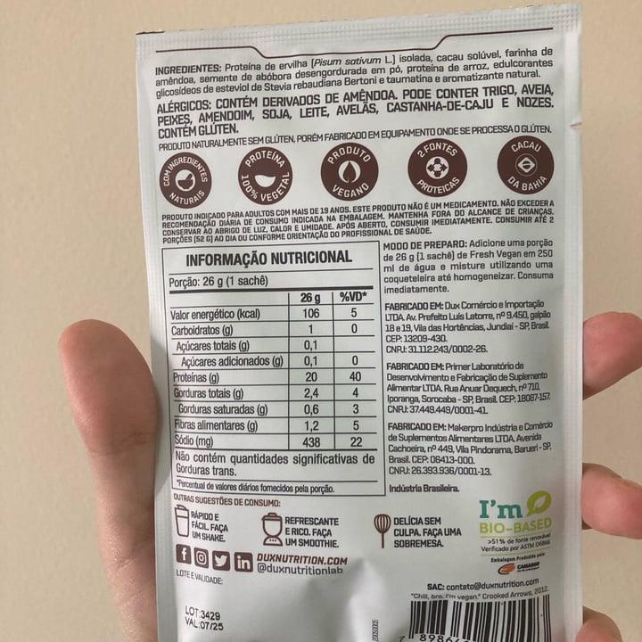 photo of Dux nutrition lab Fresh Vegan Cacau shared by @nandop on  04 May 2024 - review
