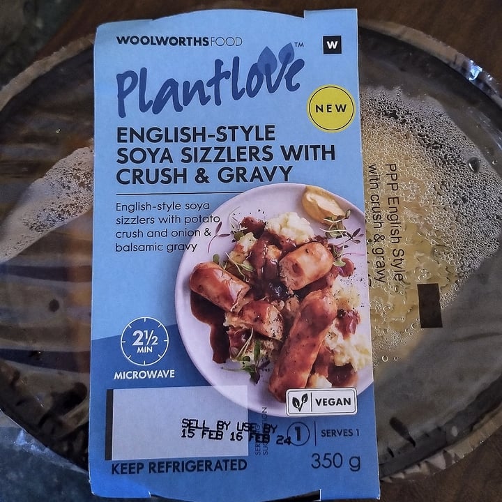 photo of Woolworths Food Plantlove english-style soya sizzlers with crush and gravy shared by @space999sailor on  16 Feb 2024 - review