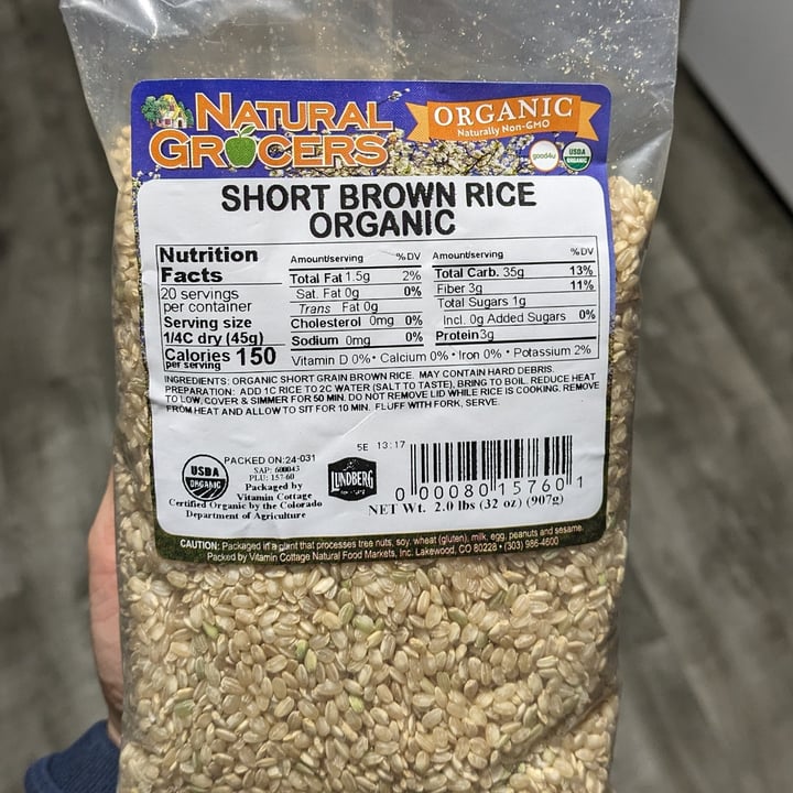 photo of Natural Grocers Organic Short brown rice shared by @brtjohns on  10 Mar 2024 - review