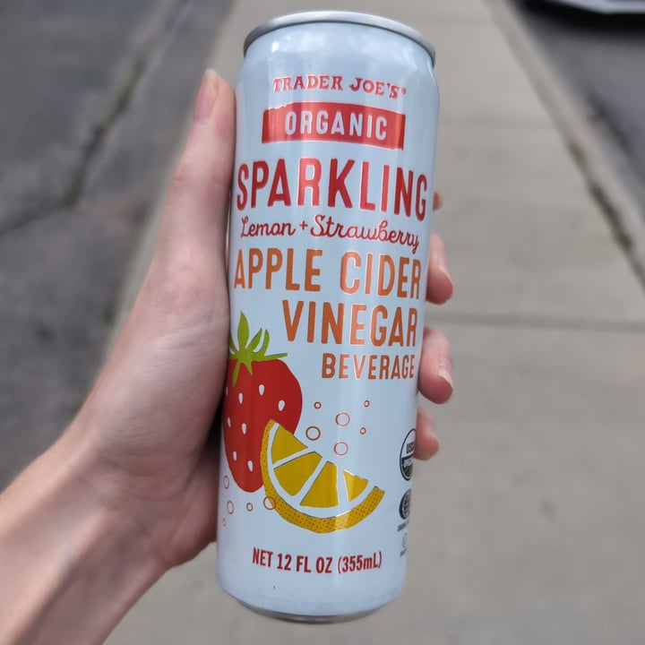 photo of Trader Joe's Organic Sparkling Lemon Strawberry Apple Cider Vinegar Beverage shared by @kttheveganvixen on  05 Jul 2024 - review
