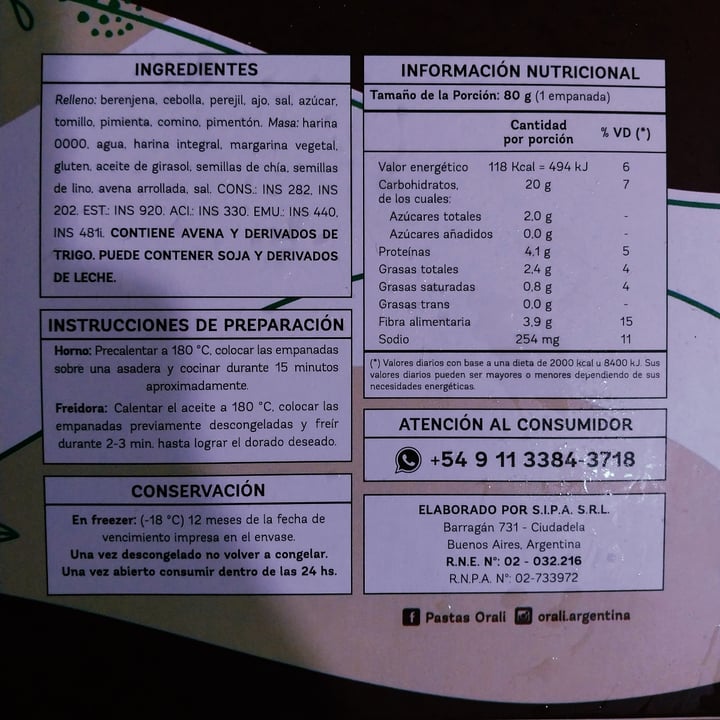 photo of Orali empanadas de berenjena shared by @nanicuadern on  26 Sep 2024 - review