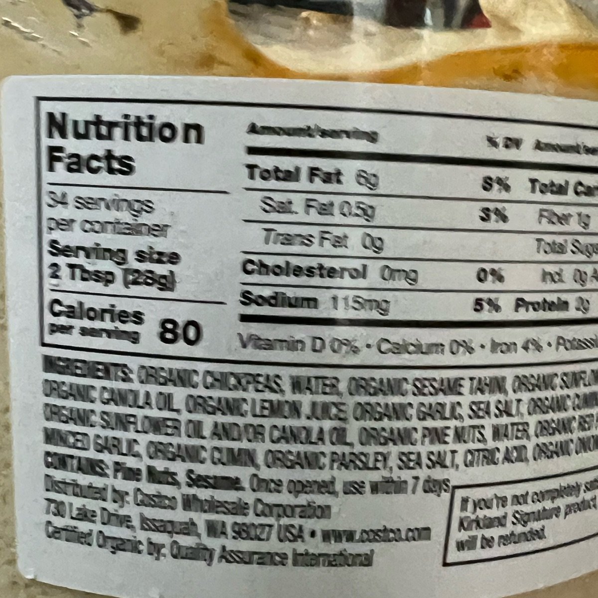 Reseñas de organic roasted pine nut hummas por Kirkland Signature