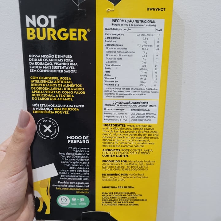 photo of NotCo not burguer shared by @editbylari on  03 Dec 2023 - review