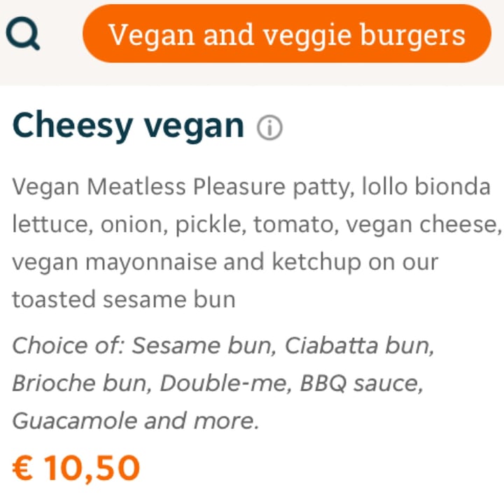 photo of burgerme 's-Hertogenbosch Cheesy Vegan shared by @born2bvegan on  22 Aug 2023 - review