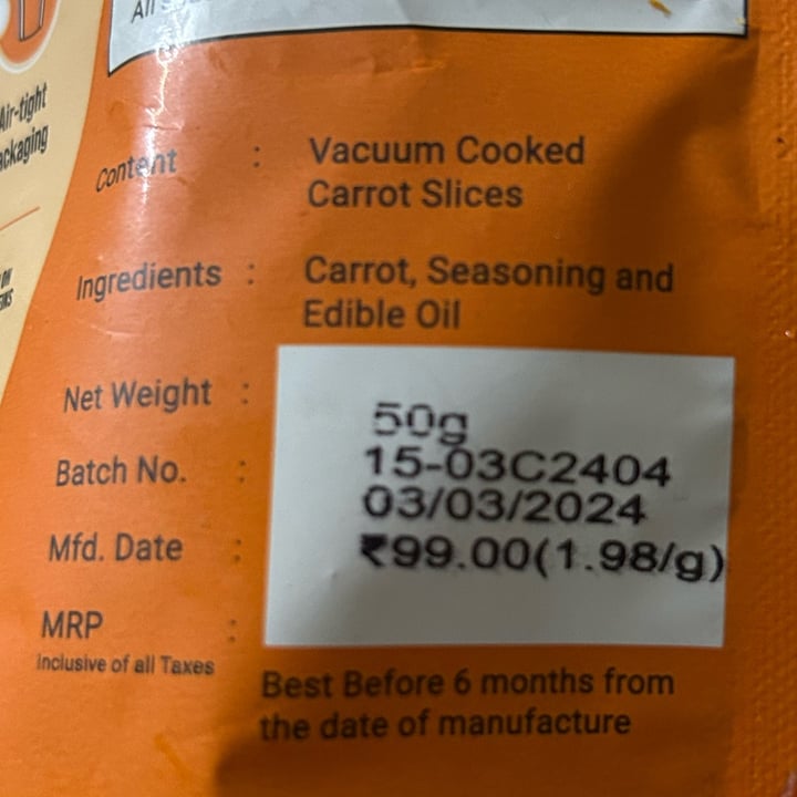 photo of Fruit Treat Carrot Treat shared by @plantbasedratna on  27 May 2024 - review