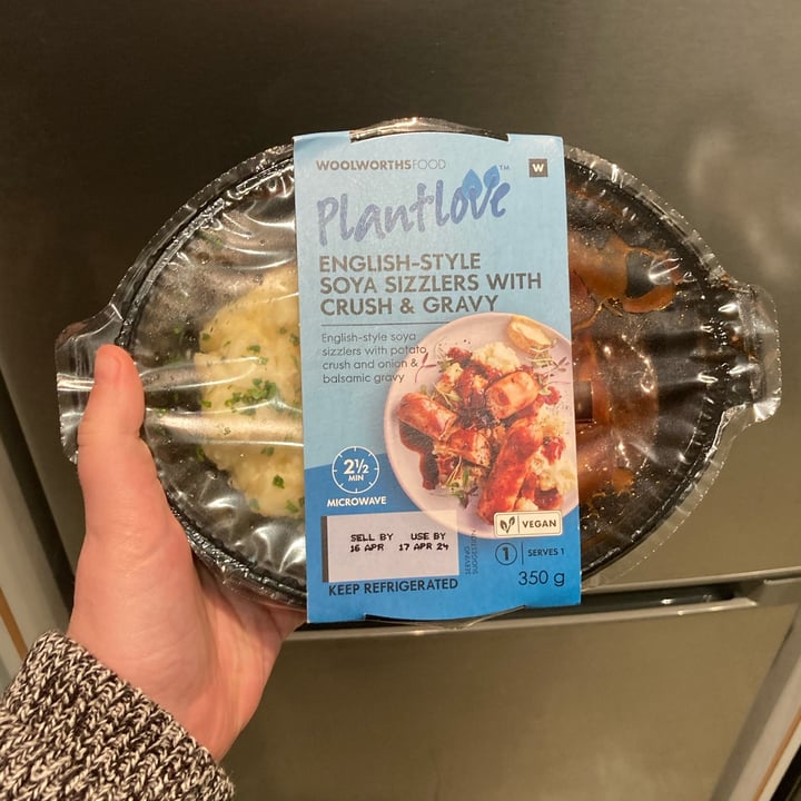 photo of Woolworths Food Plantlove english-style soya sizzlers with crush and gravy shared by @catherinews on  13 Apr 2024 - review