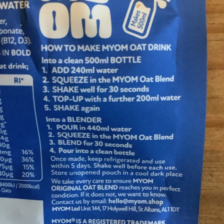 photo of MYOM oat milk shared by @lucylou77 on  02 Mar 2024 - review