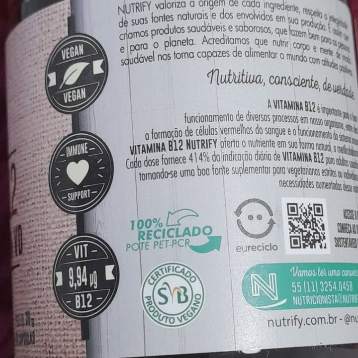 photo of Nutrify Vitamina B12 shared by @tu-veg on  07 Jan 2025 - review