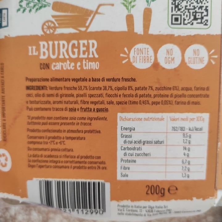 photo of la fattoria veg burger carote e timo shared by @saporidichiara on  14 Sep 2023 - review