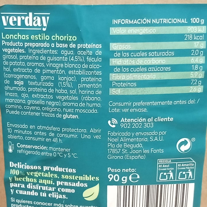 photo of Verday Lonchas estilo Chorizo shared by @titoherbito on  26 Oct 2023 - review