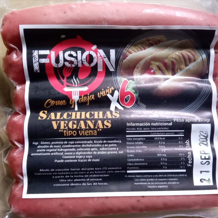 photo of Fusión vegana Salchichas Veganas Tipo Viena Súper shared by @concienciavegana on  06 Oct 2023 - review