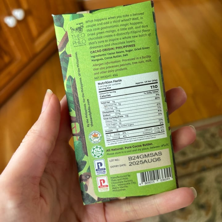 photo of Theo & Philo 65% Dark Chocolate with Mango and Salt shared by @hereforareason on  17 May 2025 - review