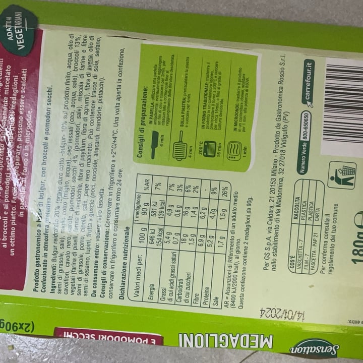 photo of Carrefour Sensation medaglioni Vegetali shared by @giolorali on  07 Jan 2024 - review