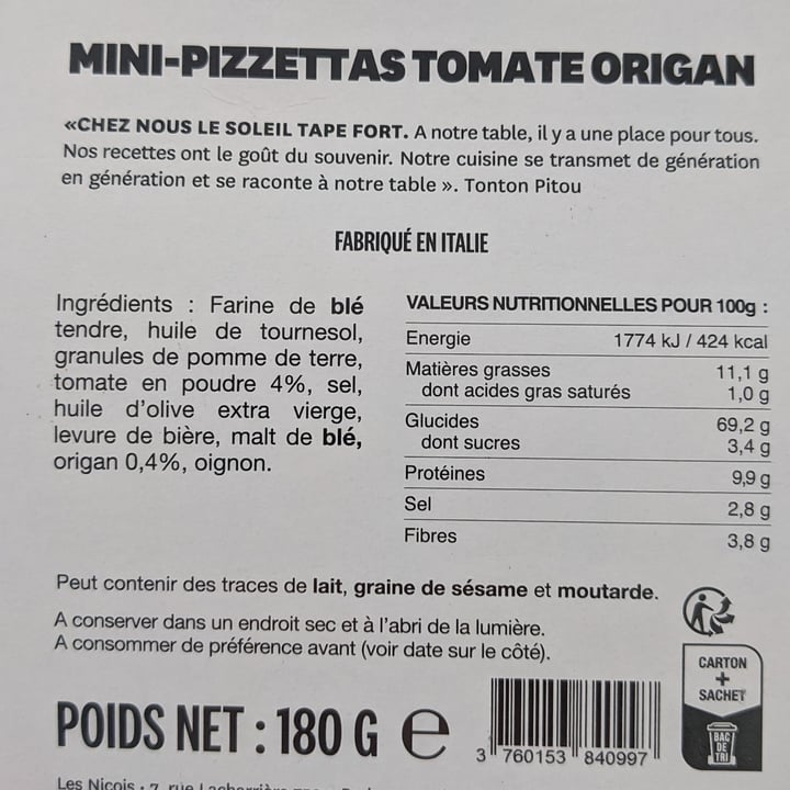 photo of Les Niçois mini-pizzettas tomate-origan shared by @goosebumps on  16 Apr 2024 - review