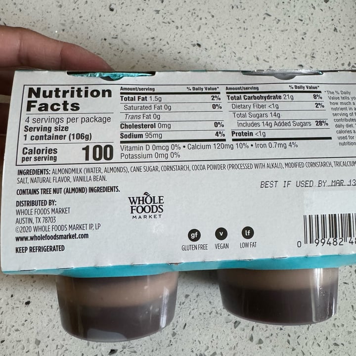 photo of 365 Whole Foods Market Almondmilk pudding chocolate shared by @dallasandsophie on  25 Feb 2024 - review