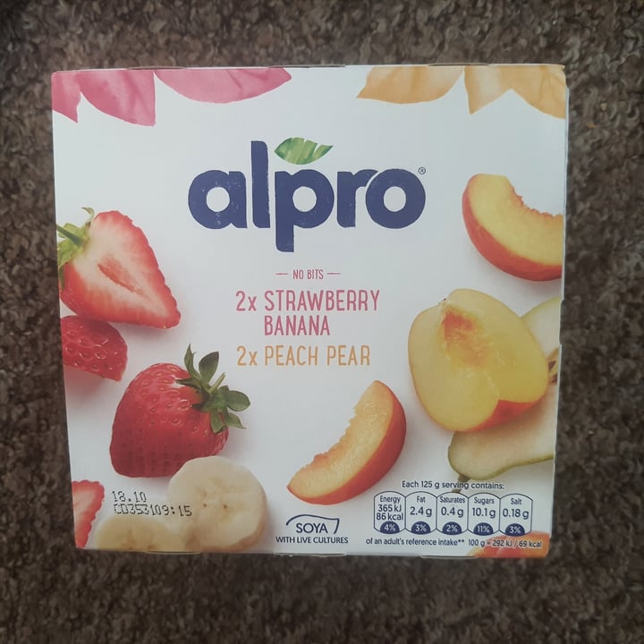 photo of Alpro 2X Strawberry & Banana 2X Peach & Pear Yogurt shared by @nataliamainecoon on  19 Nov 2023 - review