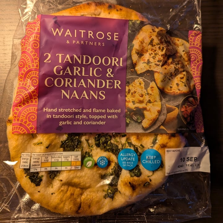 photo of Waitrose 2 Tandoori Garlic & Coriander Naans shared by @1sabella on  03 Sep 2024 - review