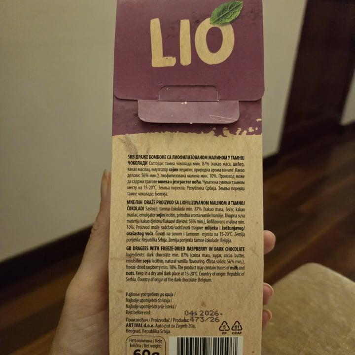 photo of Premier čokolada Lio Raspberry in Dark Chocolate shared by @stefietokee on  08 May 2025 - review