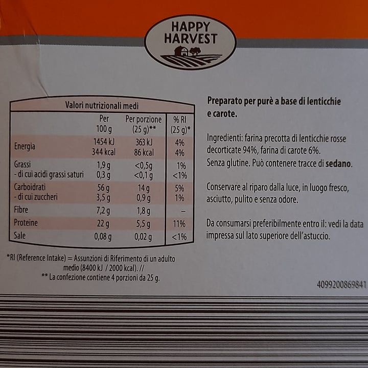 photo of Happy Harvest Pure’ Di Lenticchie E Carote shared by @silviagiannotta on  09 Feb 2024 - review