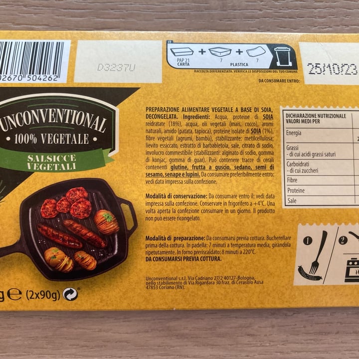 photo of Unconventional Salsicce Vegetali - Sausages shared by @ac5drawing on  29 Oct 2023 - review